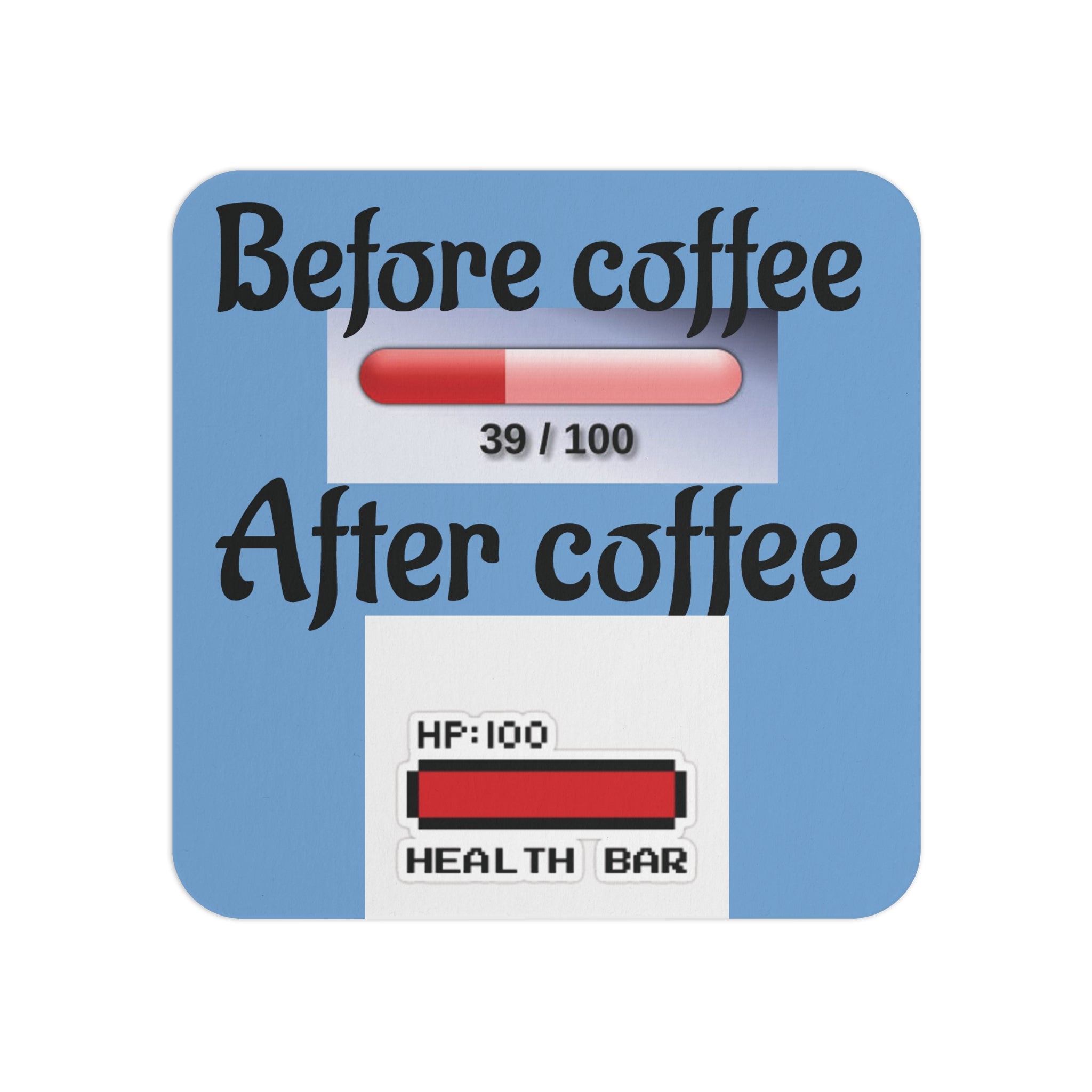Coffee Health Bar Coasters, Gamer Coasters, Funny Drink Coasters, Humorous Barware, Cute Coffee Lover Gifts, Table Decor for Home
