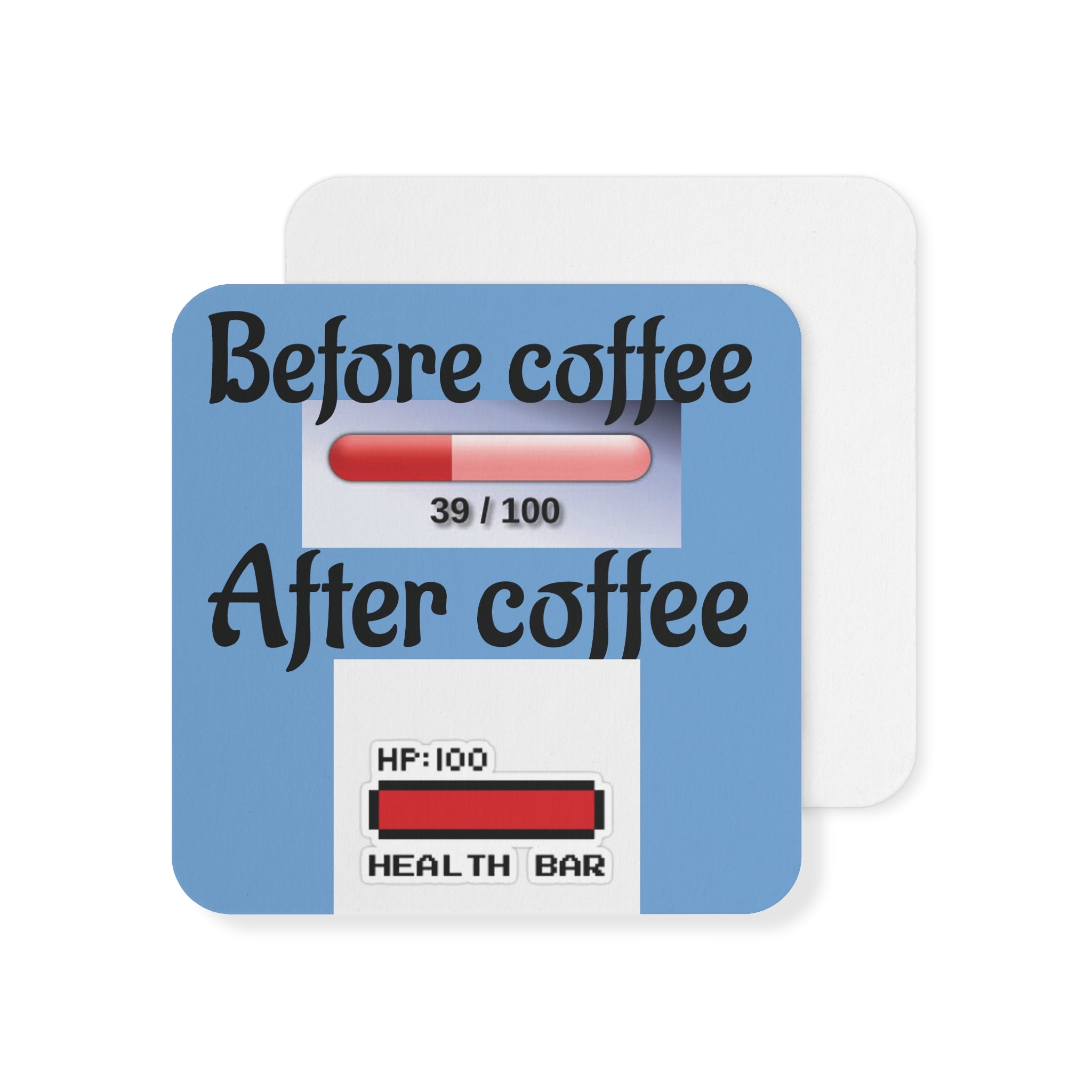 Coffee Health Bar Coasters, Gamer Coasters, Funny Drink Coasters, Humorous Barware, Cute Coffee Lover Gifts, Table Decor for Home