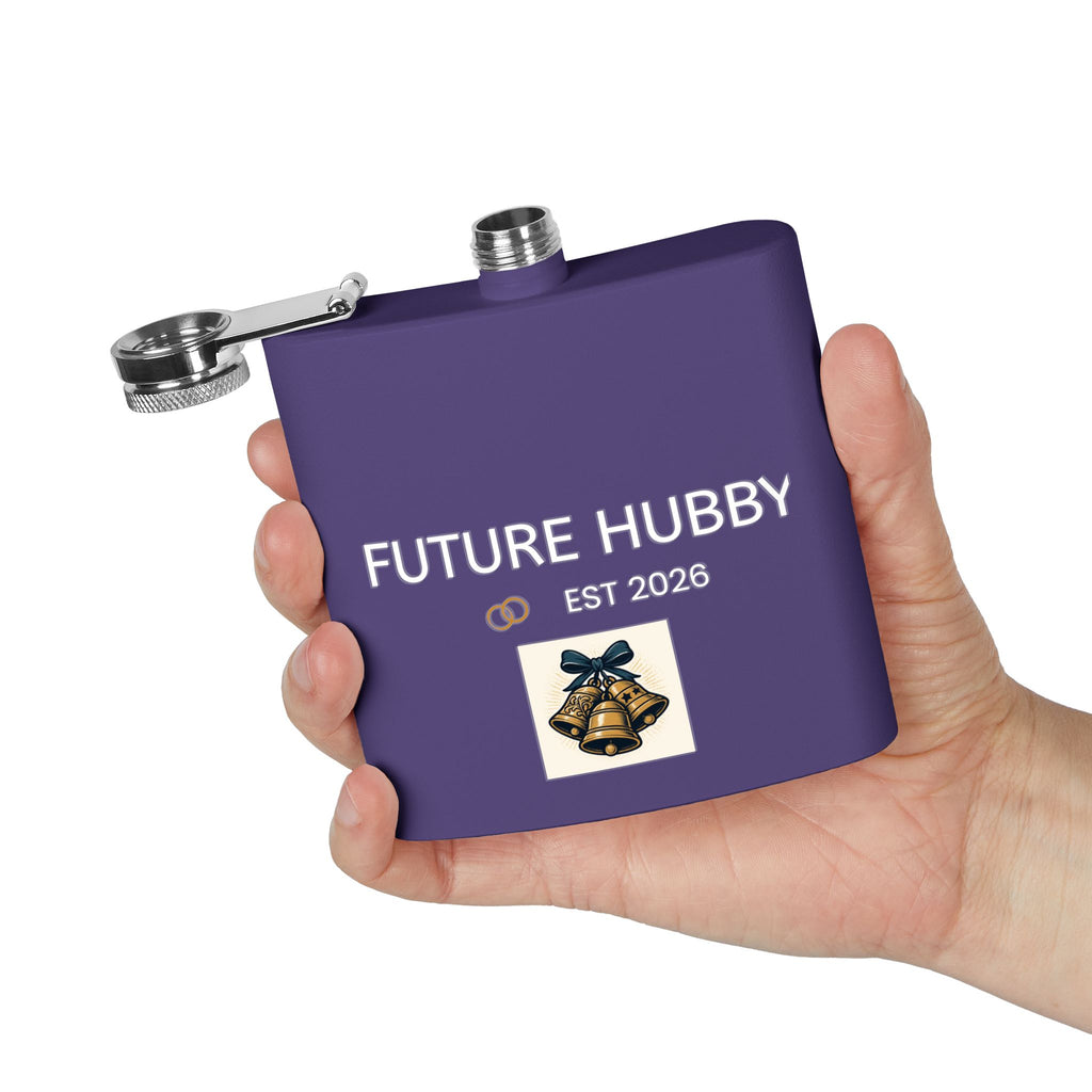 Personalized Future Hubby Flask | 6oz Stainless Steel Drinkware, Groomsmen Gift, Wedding Keepsake, Bachelor Party Essential, Custom Engraved