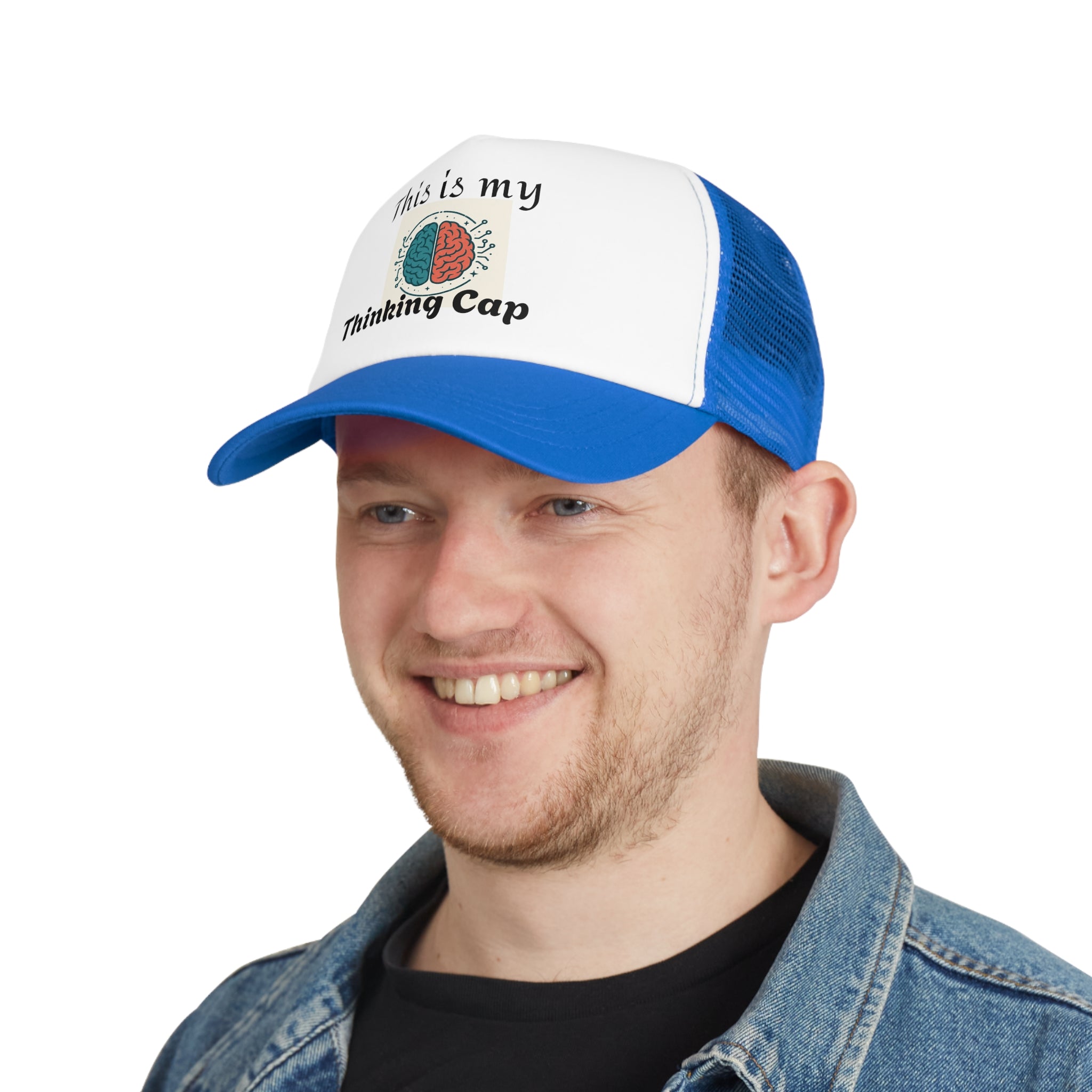 Thinking Cap Mesh Cap, Trucker Hat, Gift for Students, Brain Design, Casual Hat, Fun Accessories, Thoughtful Gift Idea