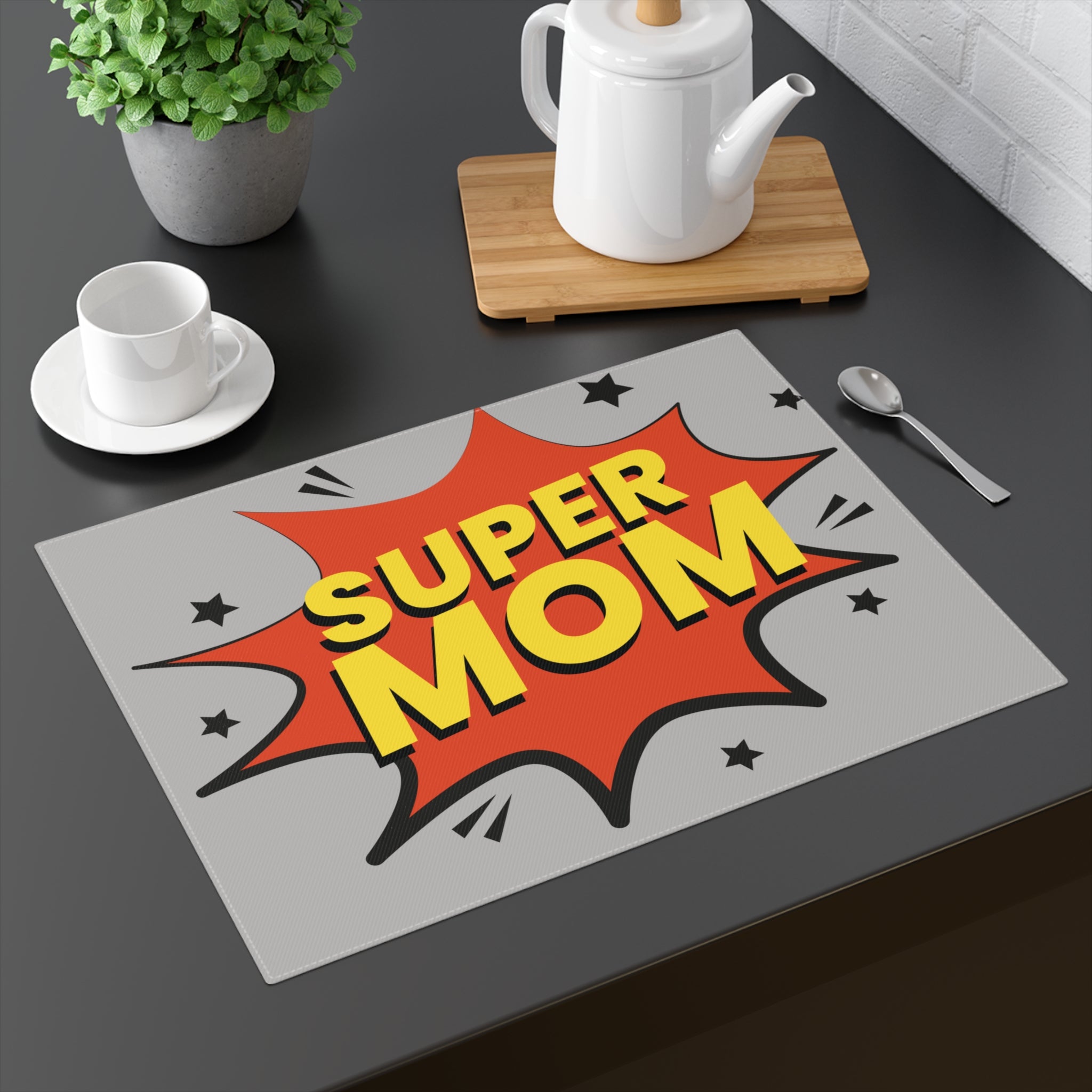 Super Mom Placemat | Fun Kitchen Decor, Gift for Mom, Family Gatherings, Mother's Day, Bright Dining Accessories