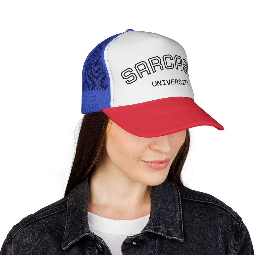 Sarcasm University Trucker Cap | Funny Hat for Friends, Gift for Graduates, Unisex Casual Wear, Humor Accessories, Daily Life