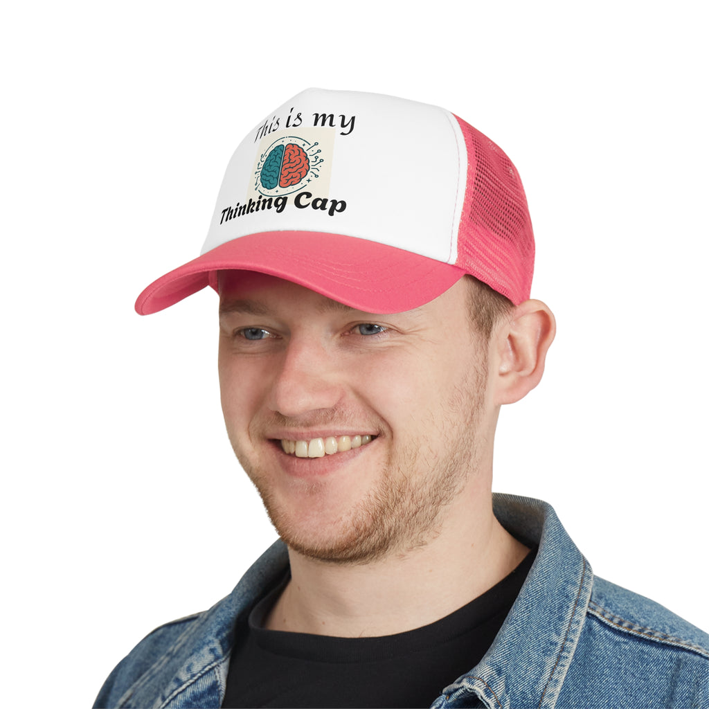 Thinking Cap Mesh Cap, Trucker Hat, Gift for Students, Brain Design, Casual Hat, Fun Accessories, Thoughtful Gift Idea