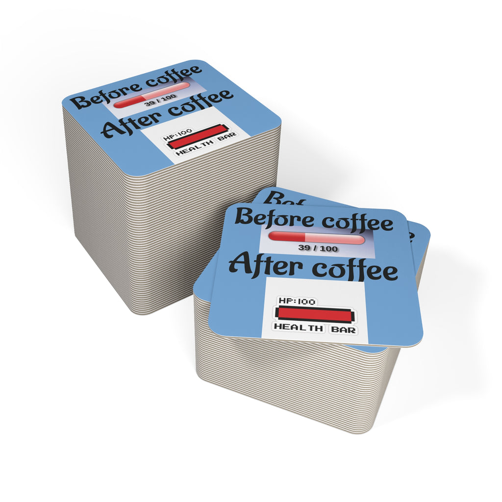 Coffee Health Bar Coasters, Gamer Coasters, Funny Drink Coasters, Humorous Barware, Cute Coffee Lover Gifts, Table Decor for Home