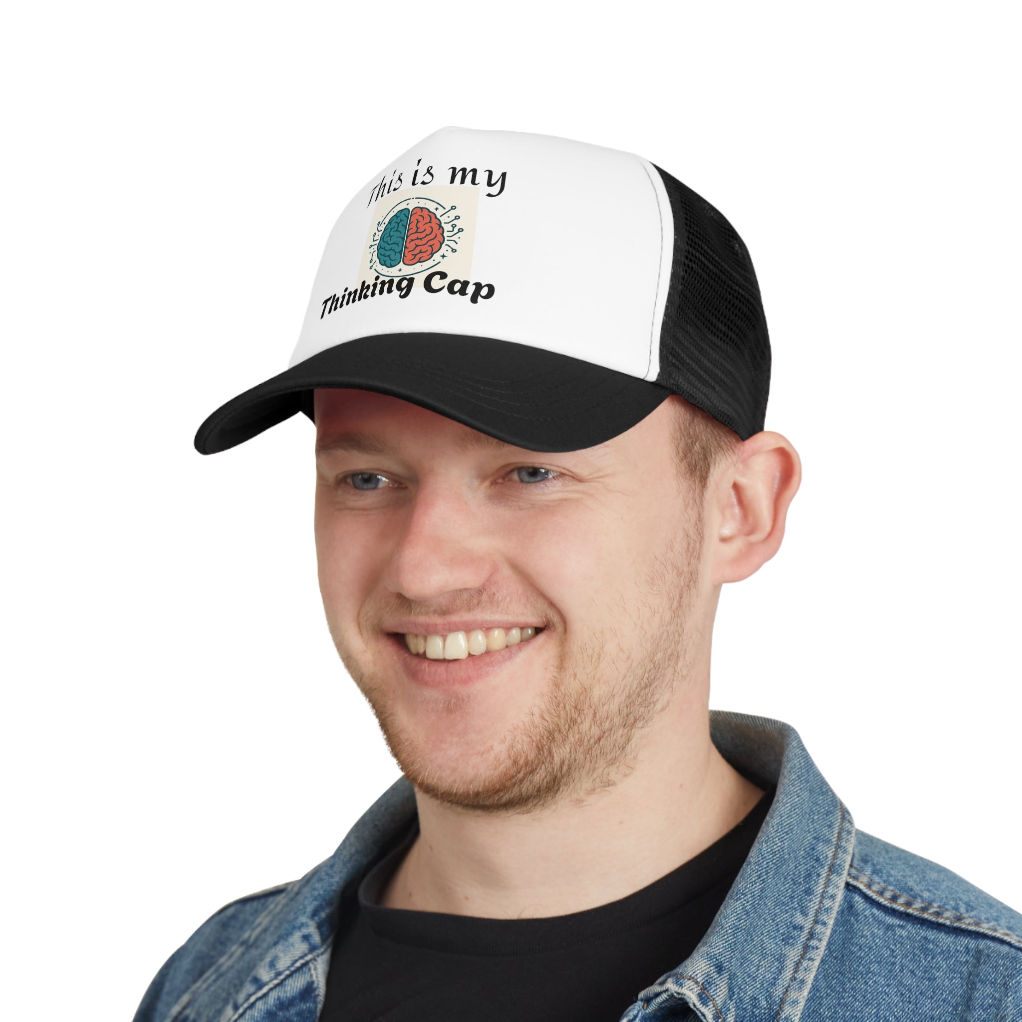 Thinking Cap Mesh Cap, Trucker Hat, Gift for Students, Brain Design, Casual Hat, Fun Accessories, Thoughtful Gift Idea