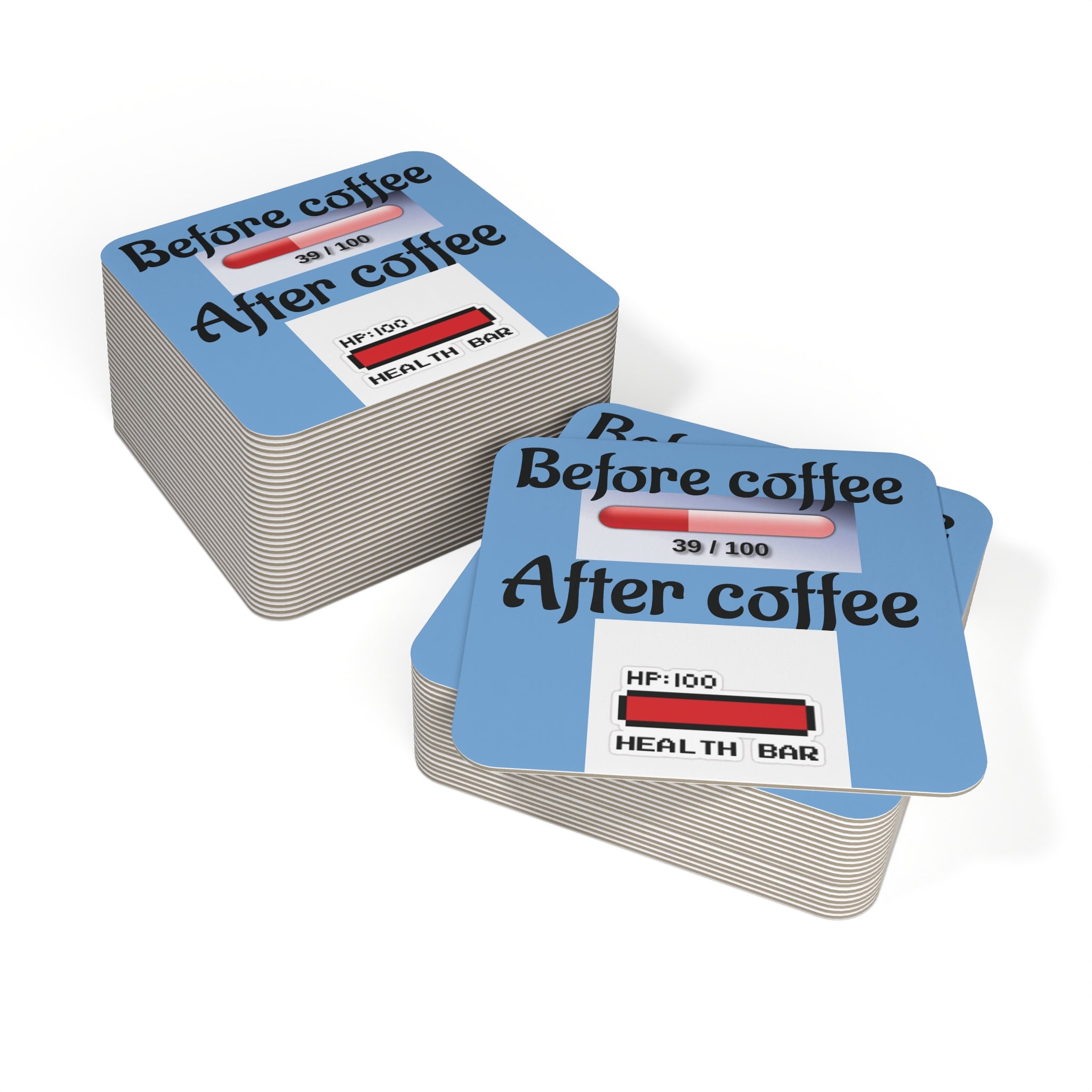 Coffee Health Bar Coasters, Gamer Coasters, Funny Drink Coasters, Humorous Barware, Cute Coffee Lover Gifts, Table Decor for Home