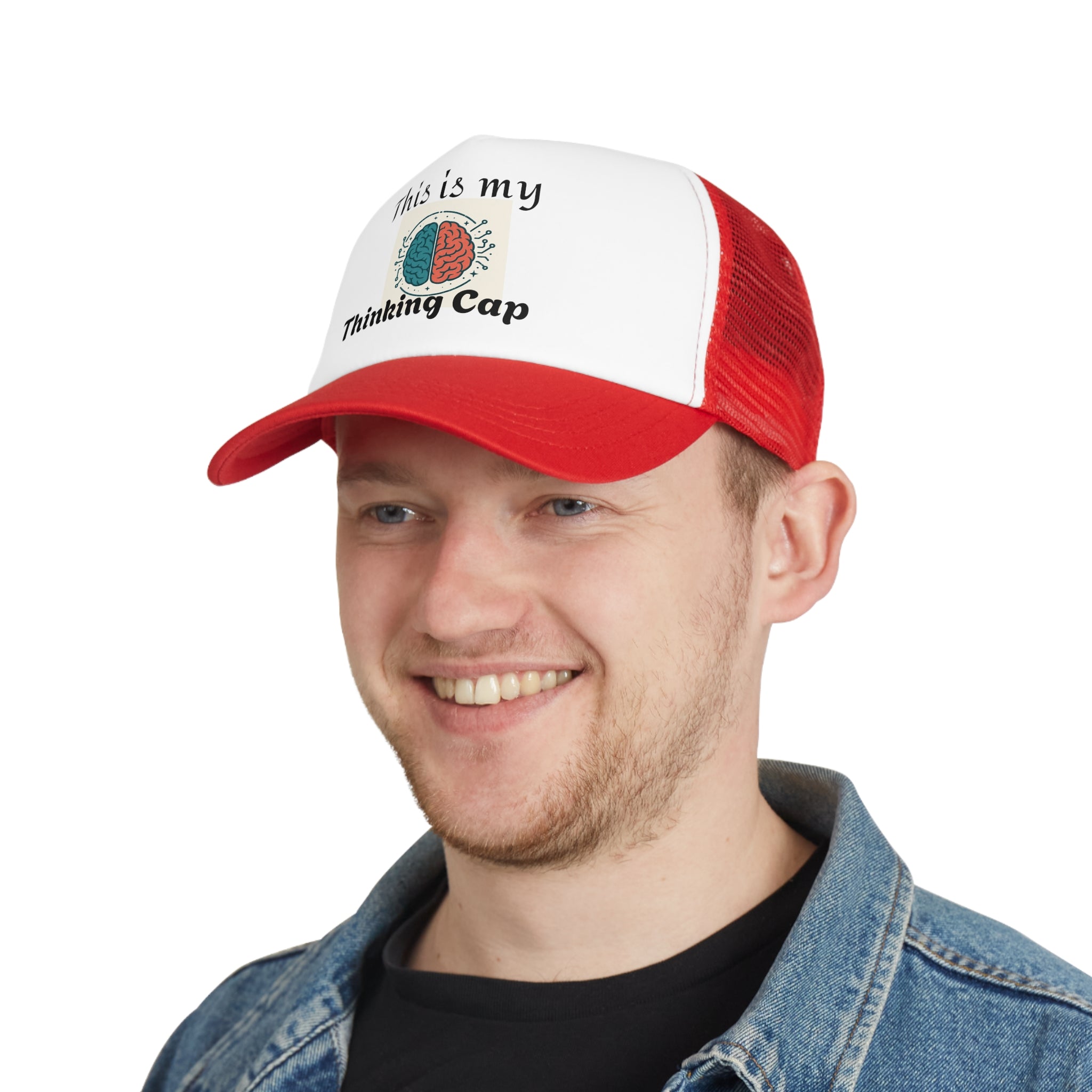 Thinking Cap Mesh Cap, Trucker Hat, Gift for Students, Brain Design, Casual Hat, Fun Accessories, Thoughtful Gift Idea